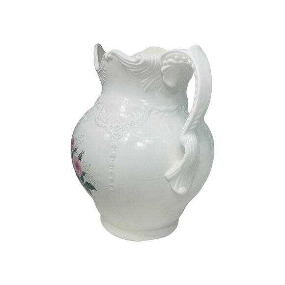 Vintage Ceramic Pitcher With Hand-Painted Floral Design By Carol - Picture 7 of 10